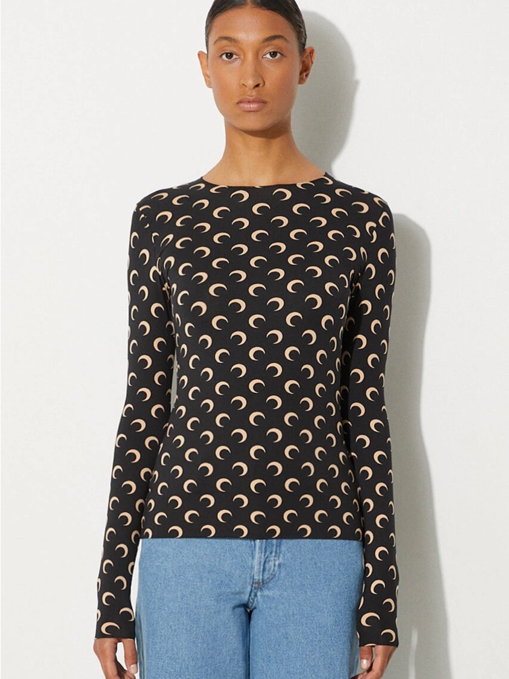 Marine Serre Borderline Second Skin Long Sleeve Top